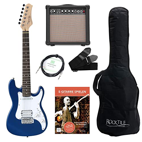 Rocktile Sphere Junior Guitare Eléctrique 3/4 Bleu SET avec ampli, cable et sangle