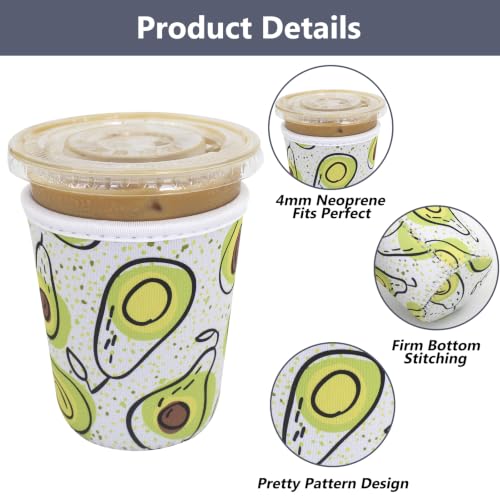 Image of 3 Pack Reusable Iced Coffee Sleeves - Xumbtvs Insulator Sleeve for Cold Beverages, Neoprene Coffee Cup Holder (Avocado)