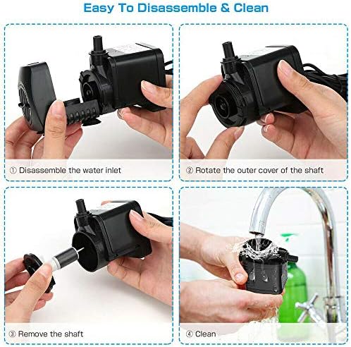 800L/H Electric Water Pump, Submersible Water Pump with 12 Color LED Light, 16W Quiet Small Water Pump for Fountain Aquarium Fish Tank Garden Pool Pond