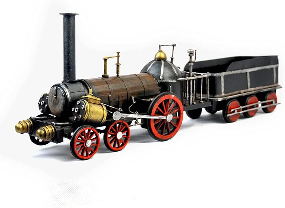Vintage Train Model Locomotive Statue 17.5" Long Iron Distressed Ornaments for Cafe Window Props Home Decoration Gift