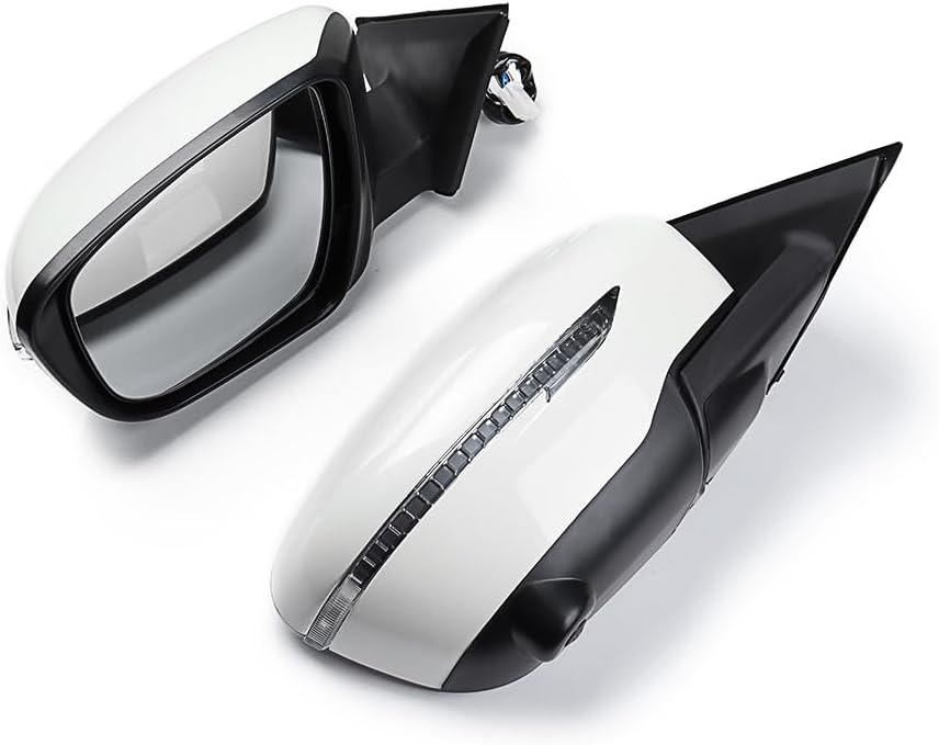 Astra Depot Fits For NISSAN ROGUE 2017-2019 Side Mirror Assembly White Power Folding | Mirror Heated | Power Mirror Adjustment | Turn Signal| Memory | Blind Spot Camera (NI1320289,NI1321289-2PCS)