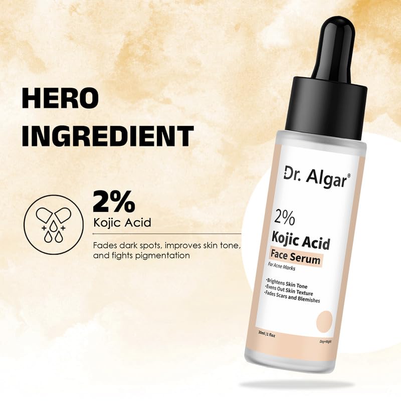Image of Dr. Algar Kojic Acid Serum 2% for Hyperpigmentation & Uneven Skin Tone | Helps Reduce Dark Spots | Lightweight Formula for Men & Women