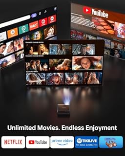 Smart Projector 4K with 1000ANSI|Compatible with Netflix|AI Auto Focus & Keystone|20W Dolby Audio, Portable Projecteur with WiFi6 and 2-Way Bluetooth, TOPTRO A1 1080P Proyector for Outdoor Movie/Home