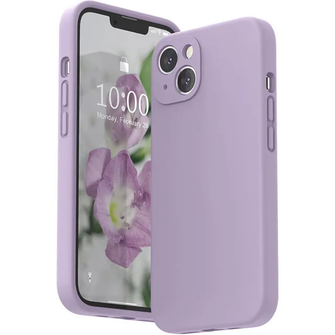 Coque silicone liquide iPhone 15 Pro violet herbe housse souple protection objectif complète - 7