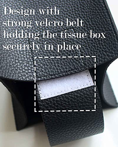 Tissue Box Holder Rectangular Leather – With Bottom Belt [Jesmini, Black] Modern Long Pu Leather Rectangle Tissue Box Cover Holder Decorative For Bathroom Vanity Countertop/Night Stands/Office Desk #TOP4
