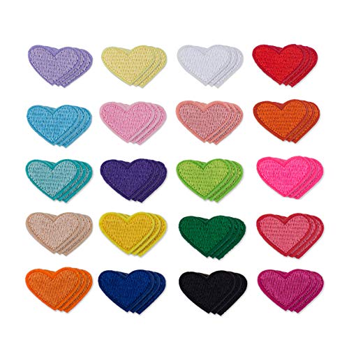 60 Pieces Heart Iron on Patch, Assorted Colors 1