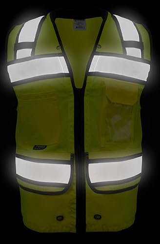 Miniatura 8 de SU350G Surveyors Clase 2 - Chaleco de seguridad con bolsillos para tablet y acolchado para el cuello, cumple con la norma ANSI/ISEA 107-2015, Verde