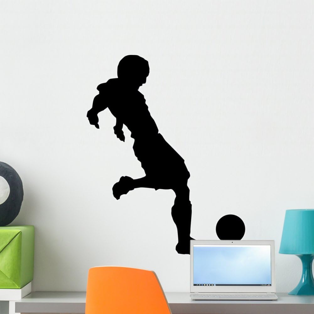 Wallmonkeys WM166305 Soccer Silhouette-1 Peel and Stick Wall Decals, 24" H x 17" w-Medium