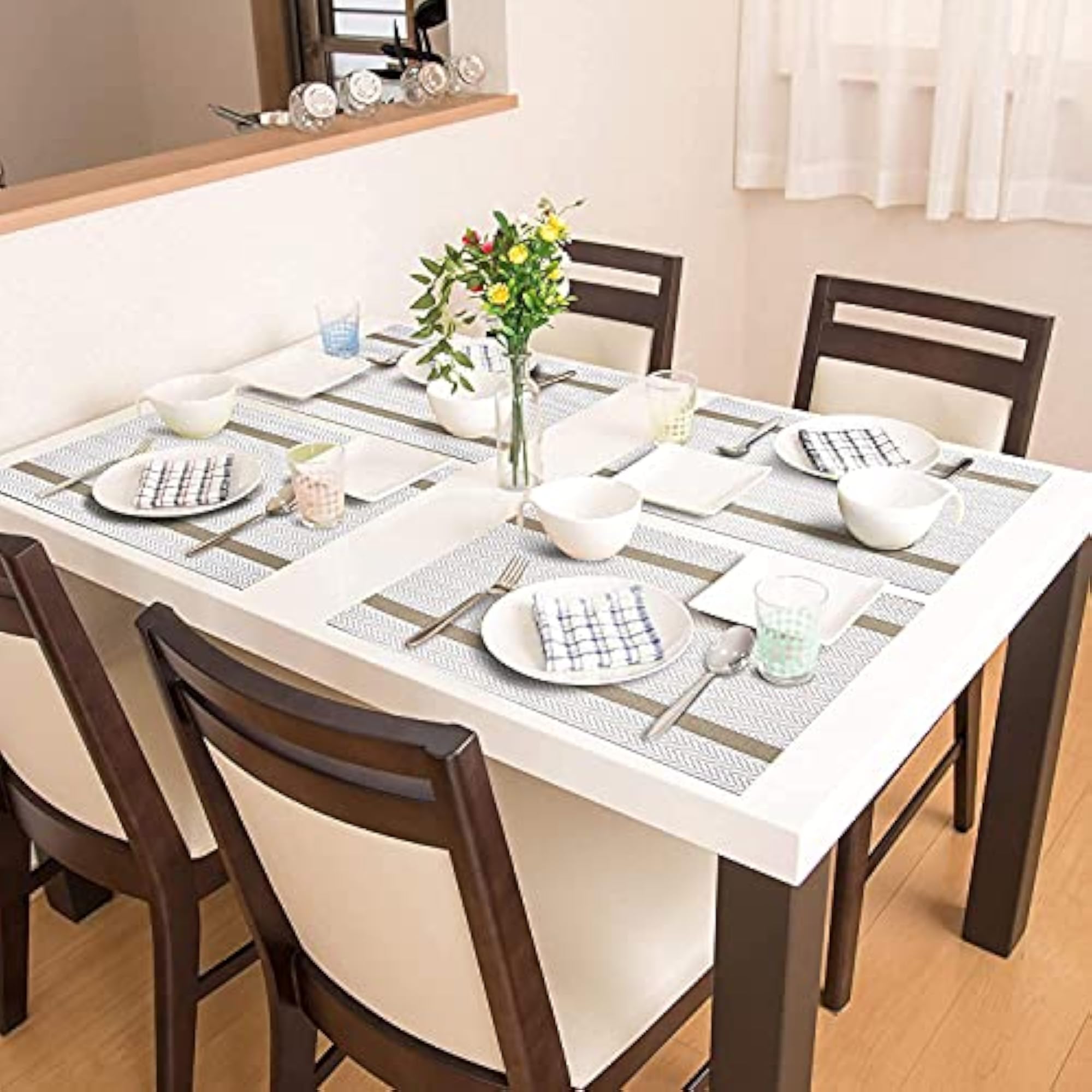 Rectangular Crossweave Woven PVC Vinyl Placemat, Non-Slip