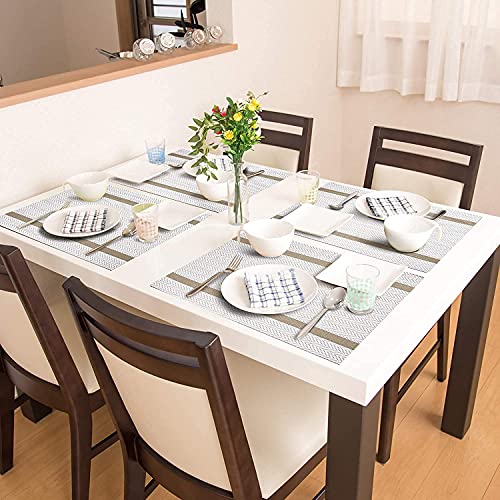 Image of Dining Table Placemats & Runner Set - Heat Resistant, Washable & Stain Resistant Woven Vinyl Mats | Table Runner & 6 Placemats Set for Stylish Dining (45x30 cm Placemats, 180x30 cm Runner)