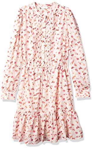 Lucky Brand Women's Long Sleeve Button Up Tie Waist Printed Riley Maxi Dress, Pink Multi, XL