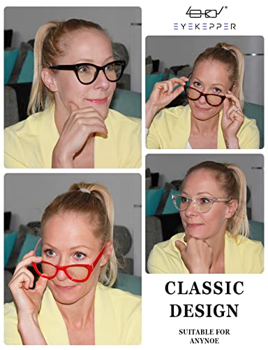 Image of Eyekepper 4 Pack Oversized Blue Light Filter Glasses Women Cat Eye Computer Reading Glasses +1.50