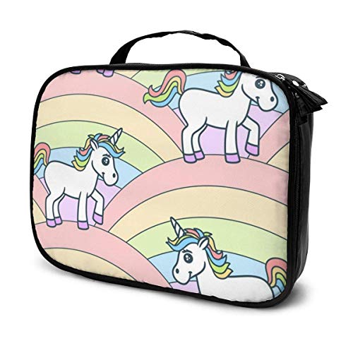 Estuche organizador de maquillaje con diseño de unicornios    para viaje   cosméticos