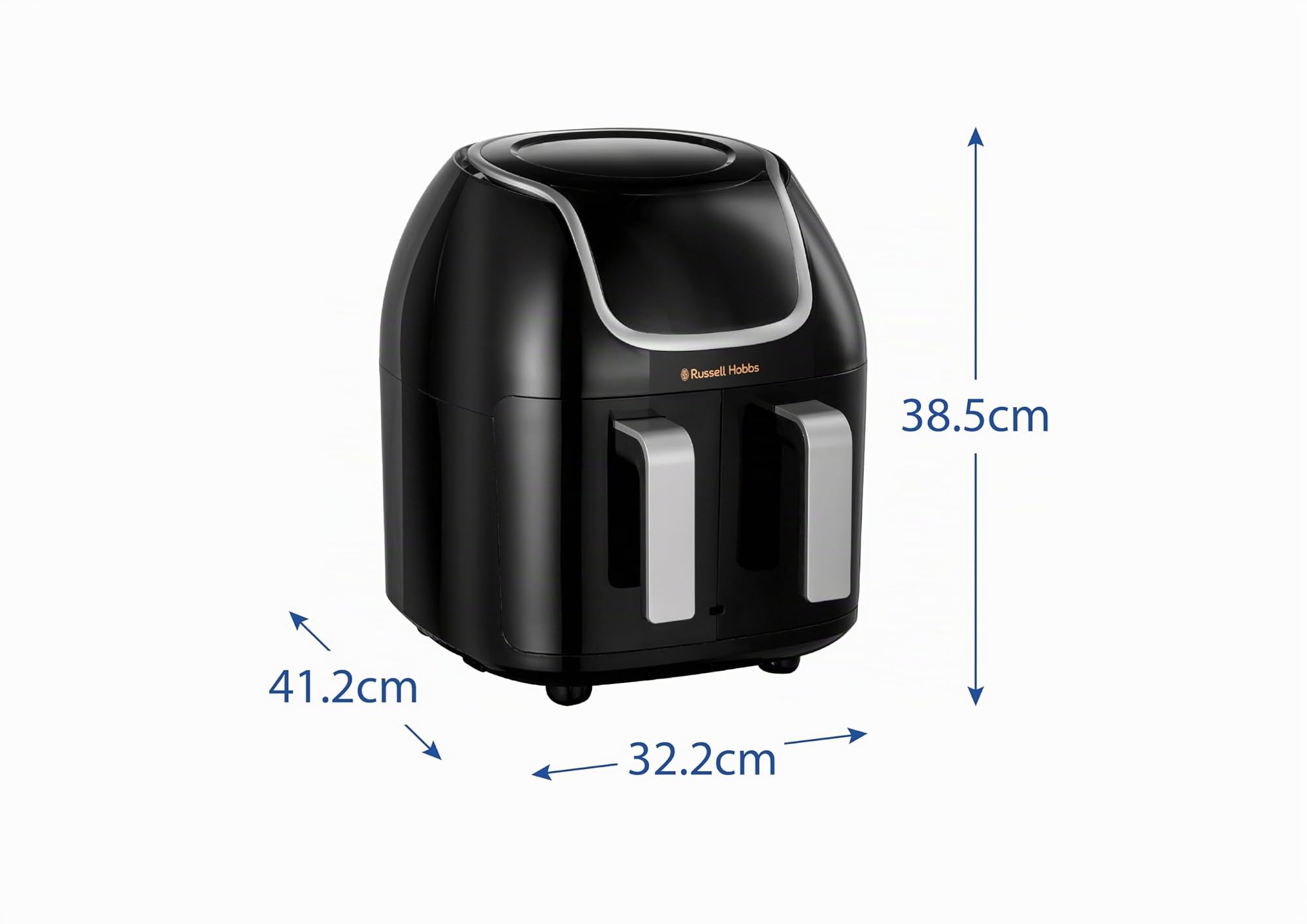 Russell Hobbs Air Fryer Double Tiroir (2 Paniers 4,25 L Ou 8,5 L Total) Satisfry Snappi (8-en-1, Écran Tactile, Synchronisation des Temps de Cuisson, Ajout d'Aliments) Friteuse sans Huile 27290-56S