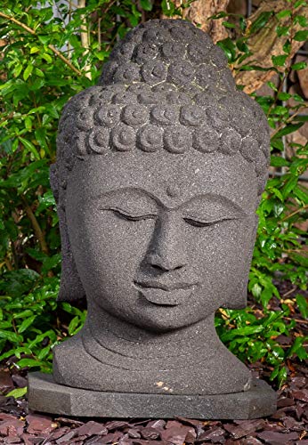 IDYL Lavastein Stein-Figur Buddhakopf| Frostfest | Höhe 60 cm | Asiatische...