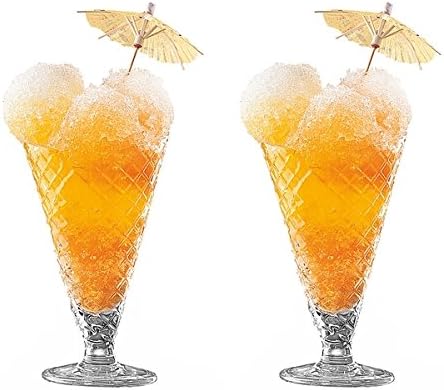 Bormioli Rocco Gelato Ice Cream Sundae Glasses - Set of 2 - Ice Cream Cone Shaped Sundae Dishes