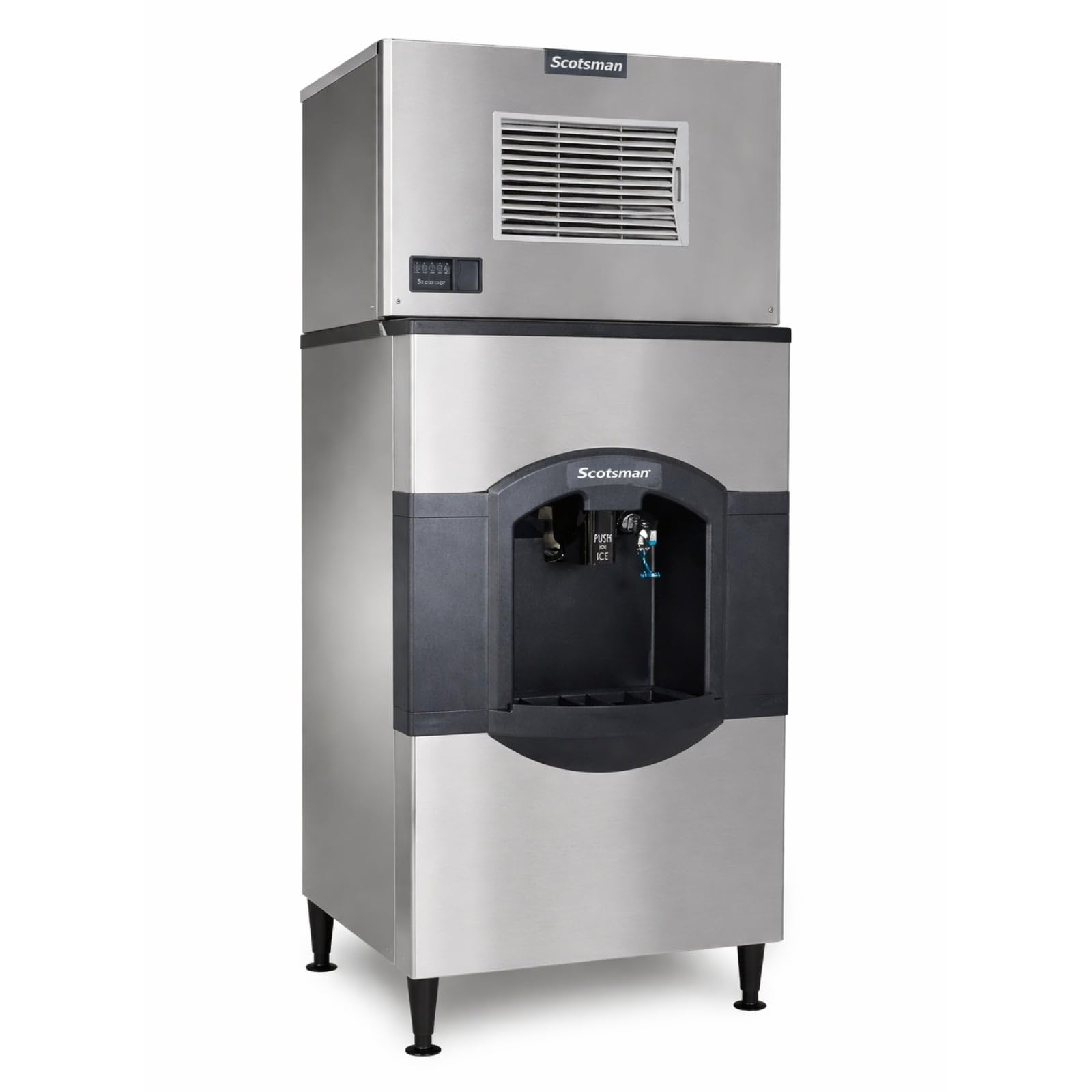 Scotsman Prodigy Elite Medium Cube 30" Ice Maker - 365 lb/Day, 180 lb Hotel Bin w/Water Dispenser, 208V on Fridge.com