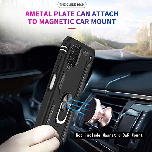 LeYi for Samsung Galaxy A12/M12 Case and 2 Tempered Glass Screen Protector and 2 Lens Camera Protector,Ring Holder Military Protective Shockproof Tough Armor Hard Phone Cover for Samsung A12 Black