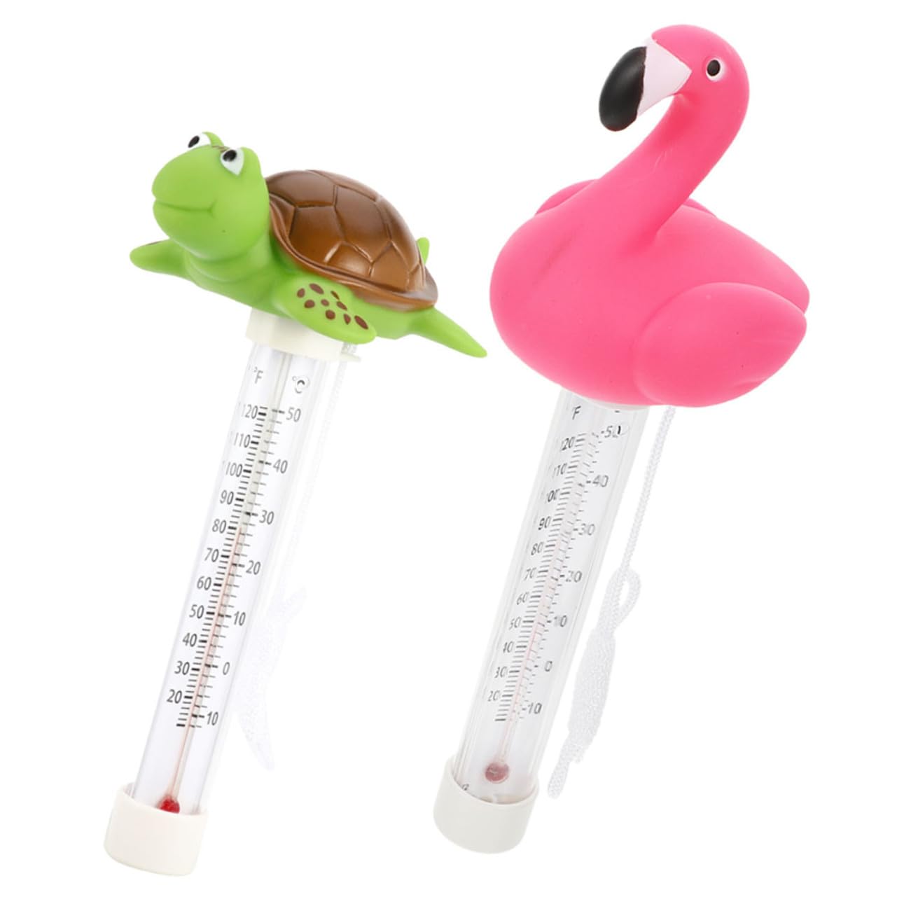 CHILDWEET 2pcs Floating Pool Thermometer Set for Swimming Pools and Spas, Flamingo and Turtle Design, Easy-Read Floating Water Thermometers for Hot Tubs and Cold Plunge Baths