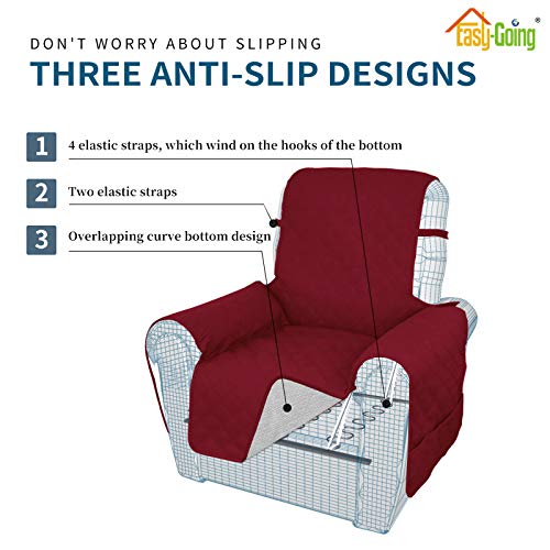 Image of Easy-Going Sofa Slipcover Waterproof Oversized Recliner Chair Cover Non-Slip Fabric Couch Cover for Living Room Washable Furniture Protector for Pets Kids Dog (Oversized Recliner, Christmas Red)