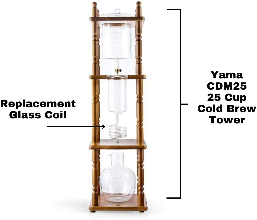 Yama CDM25 Replacement Glass Coil - Borosilicate Glass For 25 Cup Cold Brew Towers, Heat-Resistant, Dishwasher Safe