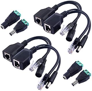 GeeekPi 2 Pair Passive Power over Ethernet RJ45 PoE Adapter Injector + Splitter Cable Kit with 2.1x 5.5mm DC Power Adaptor Connector