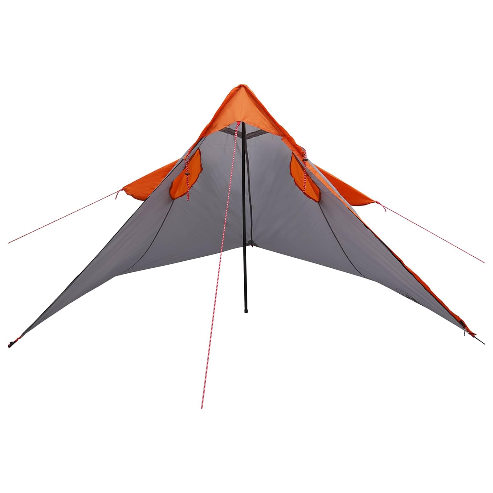 2-in-1 Regenponcho mit Kapuze Grau und Orange aus 185T Polyester PU-beschichtet 262x126 cm, wasserdicht, leicht, mit Tragetasche, Camping, Wandern, Outdoor, UV-Schutz