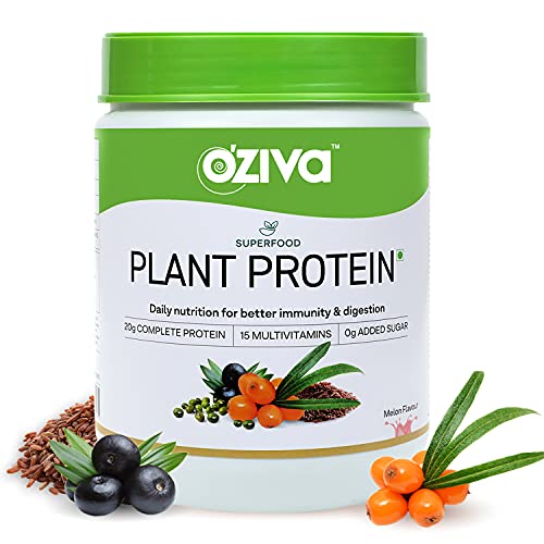 OZiva Superfood Plant Protein (Protein for Beginners with 20g of Complete Protein Powder, Essential Vitamins & Minerals) for Boosting Immunity, Energy & Better Digestion, Melon, 250g OZiva Superfood Plant Protein (Protein for Beginners with 20g of Complete Protein Powder, Essential Vitamins & Minerals) for Boosting Immunity, Energy & Better Digestion, Melon, 250g