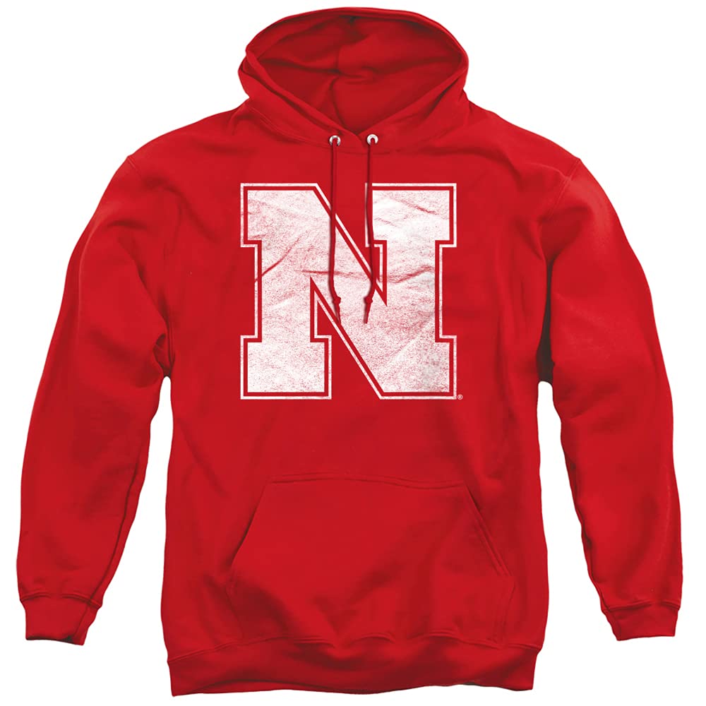 Nebraska Cornhuskers Official Distressed Primary Unisex Adult Pull-Over Hoodie,Red, Large