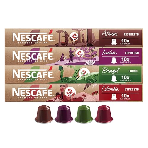 Nescafe Farmers Origin Coffee Capsules - World Pack Edition (Colombia Brazil Africa and India) 44g x 4 sleeves (40 capsules)