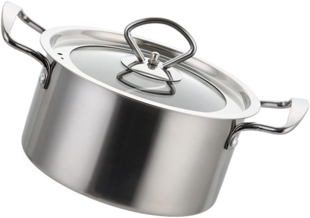 Zerodeko Double Flavor Hot Pot for Two Induction Cooker Compatible Thickened Stainless Steel Stockpot Portable Cooking Pot for Ramen Soup and Noodles for Home Dining