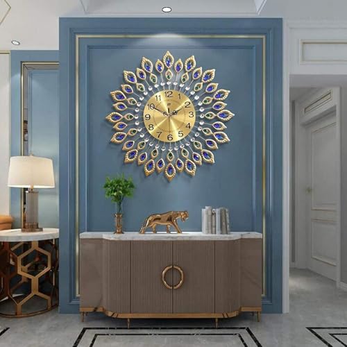 FUAVIIEOG Reloj de pared grande, reloj de pared silencioso, moderno reloj de pared de metal 3D, silencioso, sin tictac, decoración de cuarzo, decoración de pared grande, decoración de pared para sala