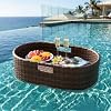 Devoko Floating Pool Tray Large PE Rattan Pool Serving Bar, Luxury Pool Floating Table with Handles for Pool Party, Hot Tub & Beach (Brown) #5