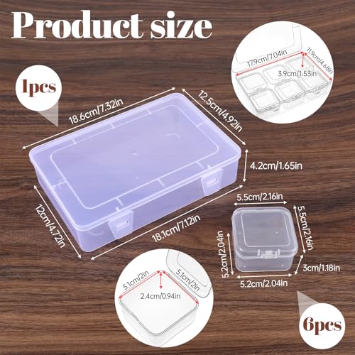 Image of Bead Organizers and Storage, 7 Pcs Clear Small Plastic Box Portable Bead Storage Containers with Lid Rectangular Jewelry Organizer Box for DIY Crafts, Necklace, Bracelet, Earring, Nails, Small Parts