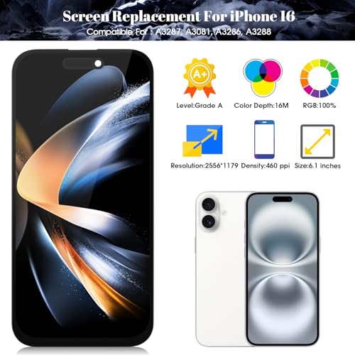 Écran iPhone 16 A3287 Incell kit de réparation tactile LCD noir - 2