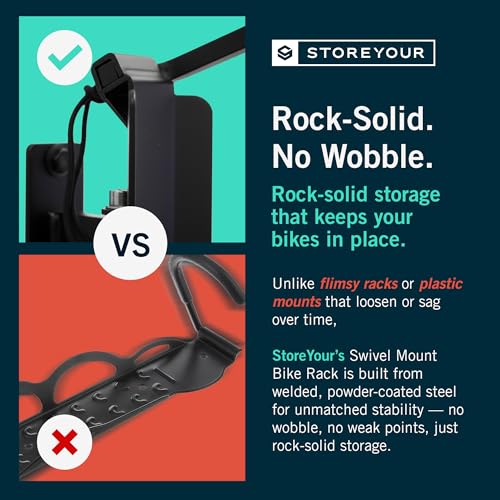 StoreYourBoard Swivel Bike Wall Rack, Garage Hanger Hook, 4 Pack - 7