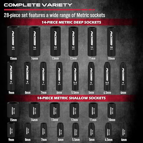 Image of 73-Piece Hex Torx Bit Impact Socket-Set, Master Impact Socket Set, SAE Metric Deep Shallow Sockets Torx Bit Sockets Includes Ratchet Handle, Adapters, Impact Universal Joint, Extension Bars