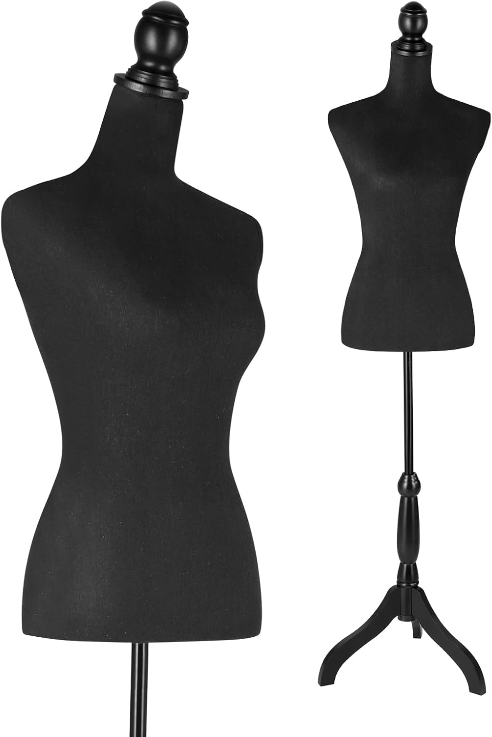 Female Dress Form Mannequin Body Torso Stand, Black Clothing Display Model Body Stand for Sewing, Display or Decoration, Height Adjustable 52-67 Inch