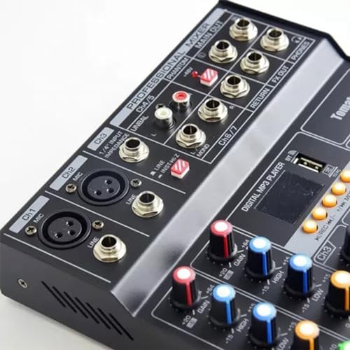 Mesa de Som Profissional Bluetooth 7 Canais Controles Ajustáveis Microfone XLR Equalizador Linha Est
