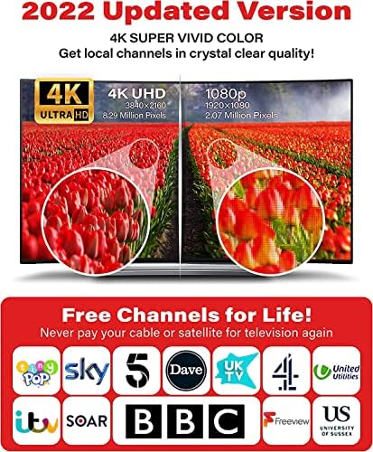 TV Aerial, IndoorTV Aerial Digital HD Freeview 200+ Miles Range with Amplifier Signal Booster,4K 1080P HD VHF UHF TV Tuner DVB-T Television Radio High Gain Stronger Reception