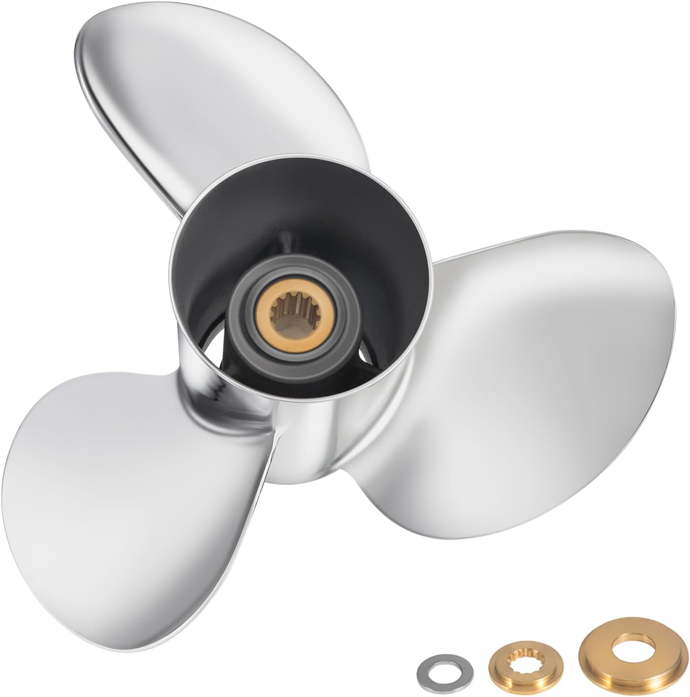 13 1/4x17 Stainless Steel Outboard Boat Propeller for BRP Johnson Evinrude 40-140HP 13 Spline Tooth，763951，Compatible with Evinrude 50 60 65 70 75 85 88 90 100 110 112 115 120 125 130 135HP, RH