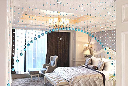 Image of K9L 10 String, Acrylic Bead and Drops, String Hanging Crystal Curtain (10 String Suitable to 2.5 to 3 Feet Width) (SkyBlue)