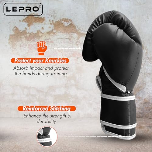 Image of LEPRO Boxing Kit, Punching Bag Set, Hanging Boxing Bag Kickboxing Bag with Boxing Gloves & Chain, Adult Boxing Set for 15+ Years, for Karate Muay Thai Kick Taekwondo Training (36 Inch, Black)