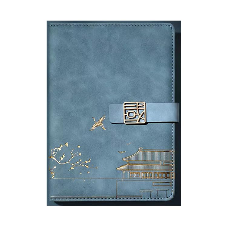 ZHOUCXZDA Notepad A5 Diary -360-page leather diary, thickened hardcover notebook, suitable for daily diary and study in travel, work, school and university (8.2 inches x 5.7 inches). (Azure)