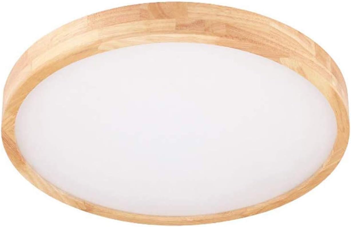 VinDeng Round Minimalism LED Ceiling Light Flush Mount, 24w Nordic Dimmable Ceiling lamp with Wood Acrylic Bedroom Hallway-40cm Stepless dimming