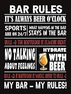 Bang Tidy Clothing Metal Bar Signs Tin Plaque Vintage Style - Ideal Accessories for Home Bar Pub Shed Man Cave Gift - 3 Sizes Bar rules #1