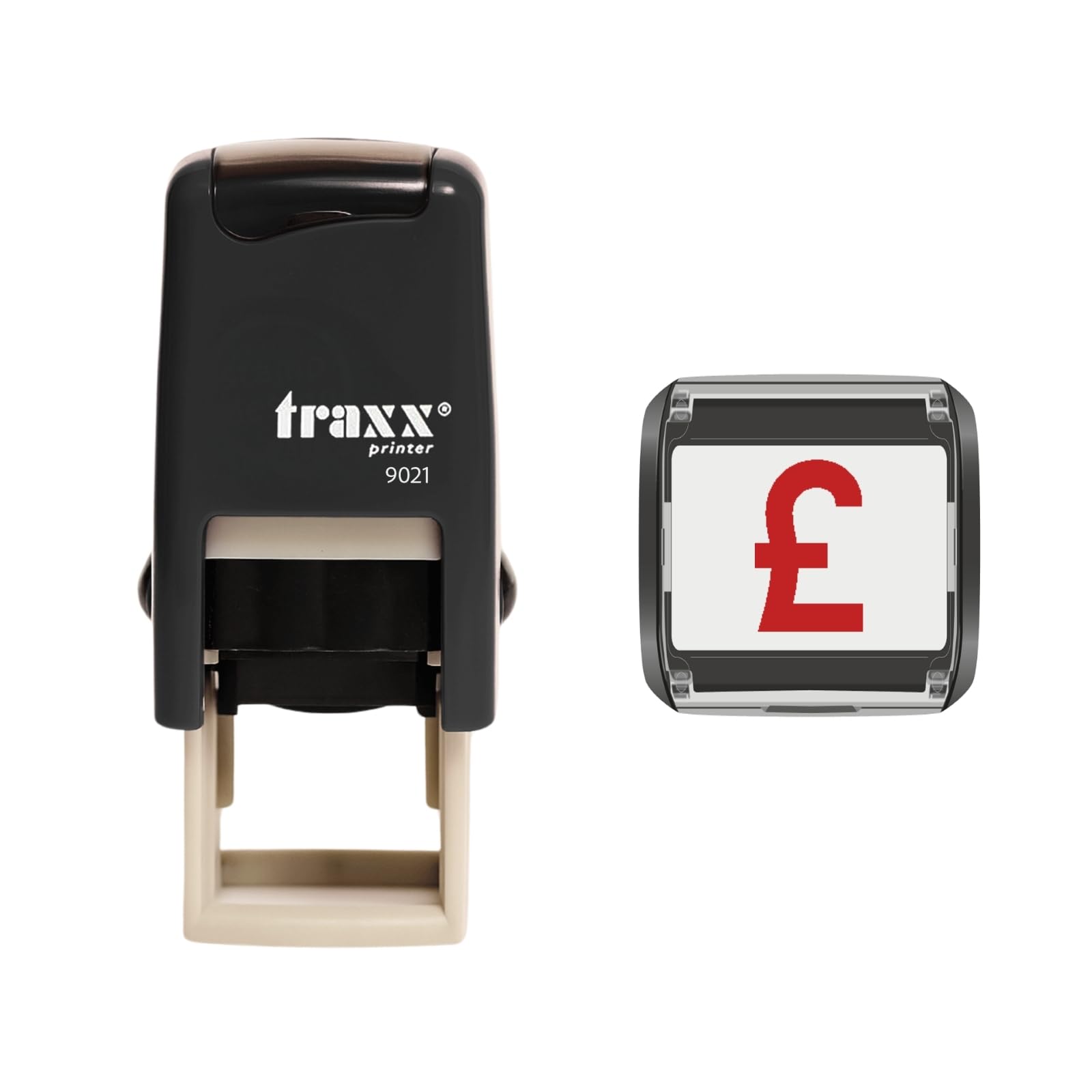 Traxx 9021 Loyalty Card Self Inking Rubber Stamp Business Finance Accounts Banking GBP British Pound *A Red GBP £ Design*