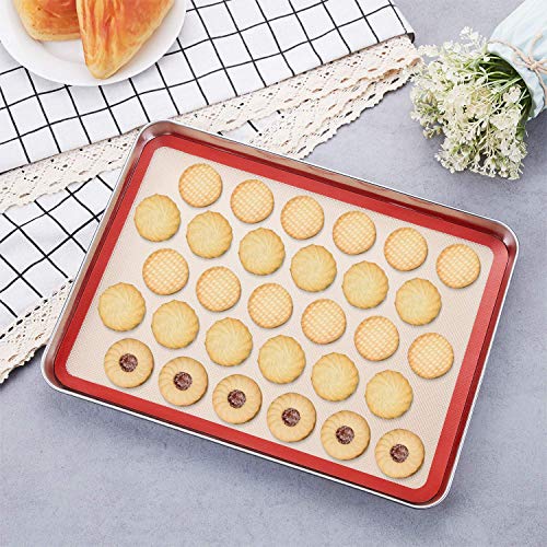 Wezvix Stainless Steel Baking Sheet With Cooling Rack Set Of 2 Baking Tray With Wire Rack Rectangle Size 16 X 12 X 1 Inch, Non Toxic, Rust Free & Less Stick, Heavy Duty & Easy Clean, Dishwasher Safe #TOP1