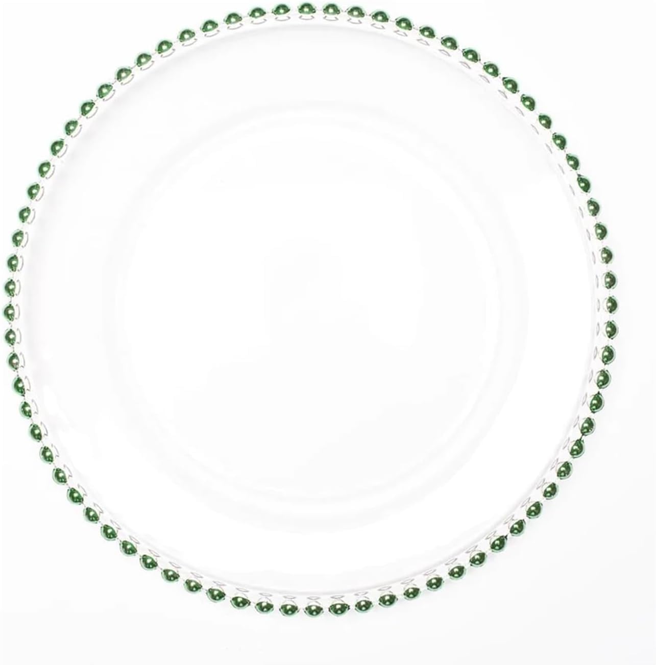 12-inch Clear Round Beaded Glass Charger Plates Set of 2,4,6, 12 or 24 Dinner Chargers (8, Green)