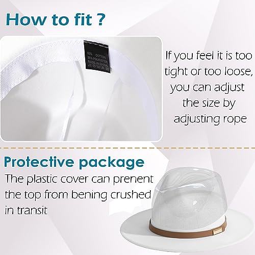 Image of Fedora Hats for Men Wide Brim Panama Hat with Classic Belt